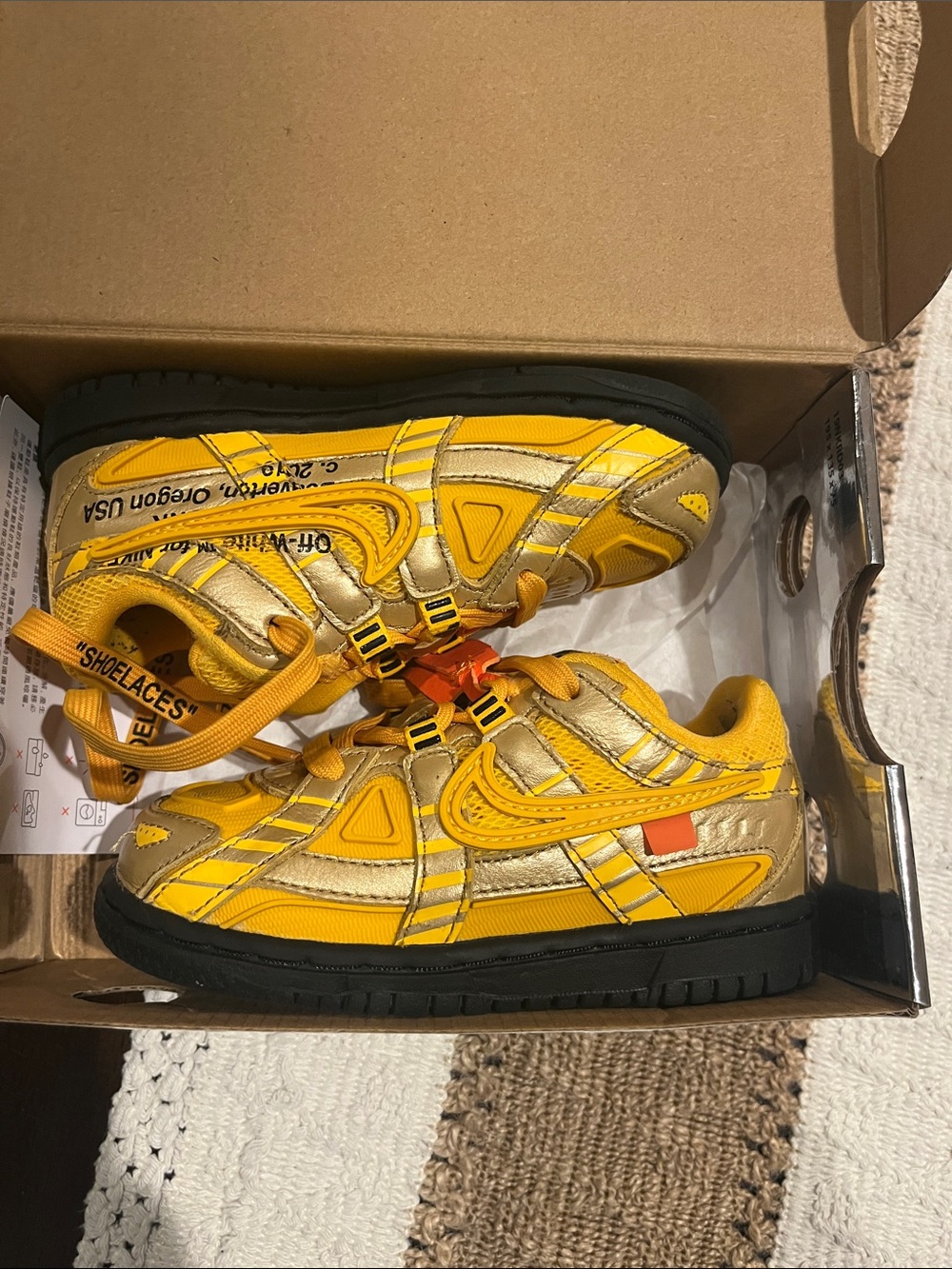 Nike Kids gold rubber dunks
